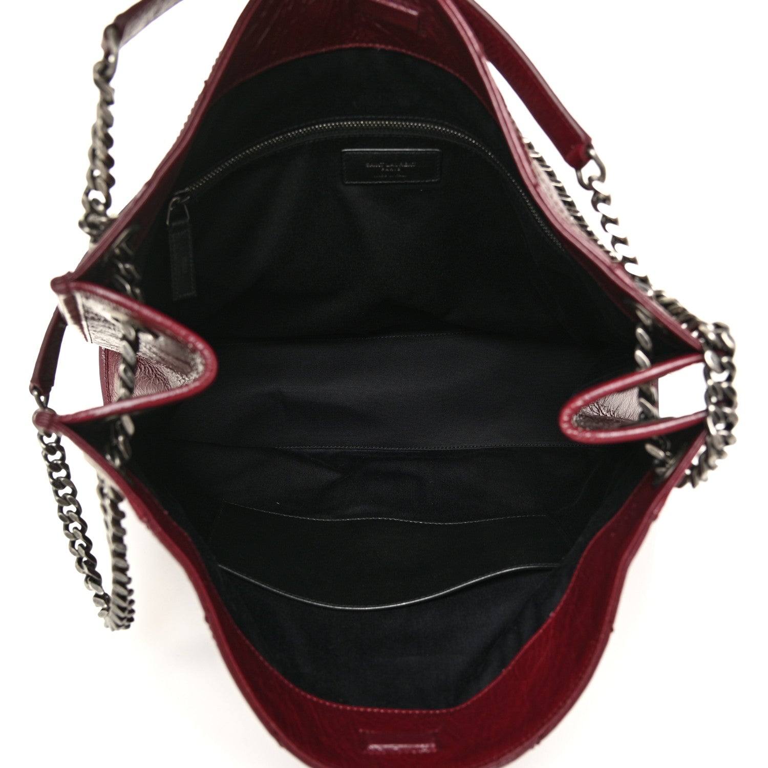 Saint Laurent Crinkled Calfskin Matelasse Monogram Niki Shoulder Bag Rouge Legion 5 of 11