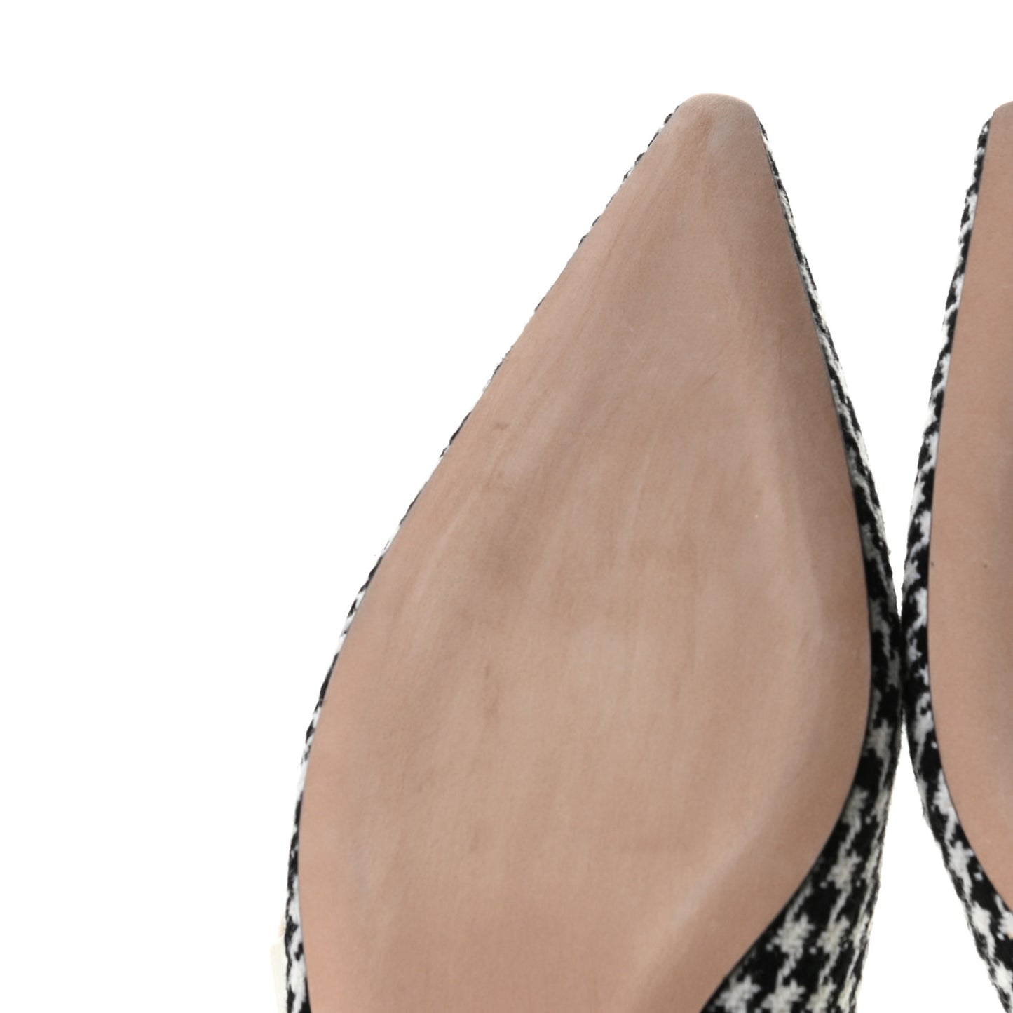 Wool Ribbon Houndstooth J'Adior Slingback Ballet Flats 38 Black White