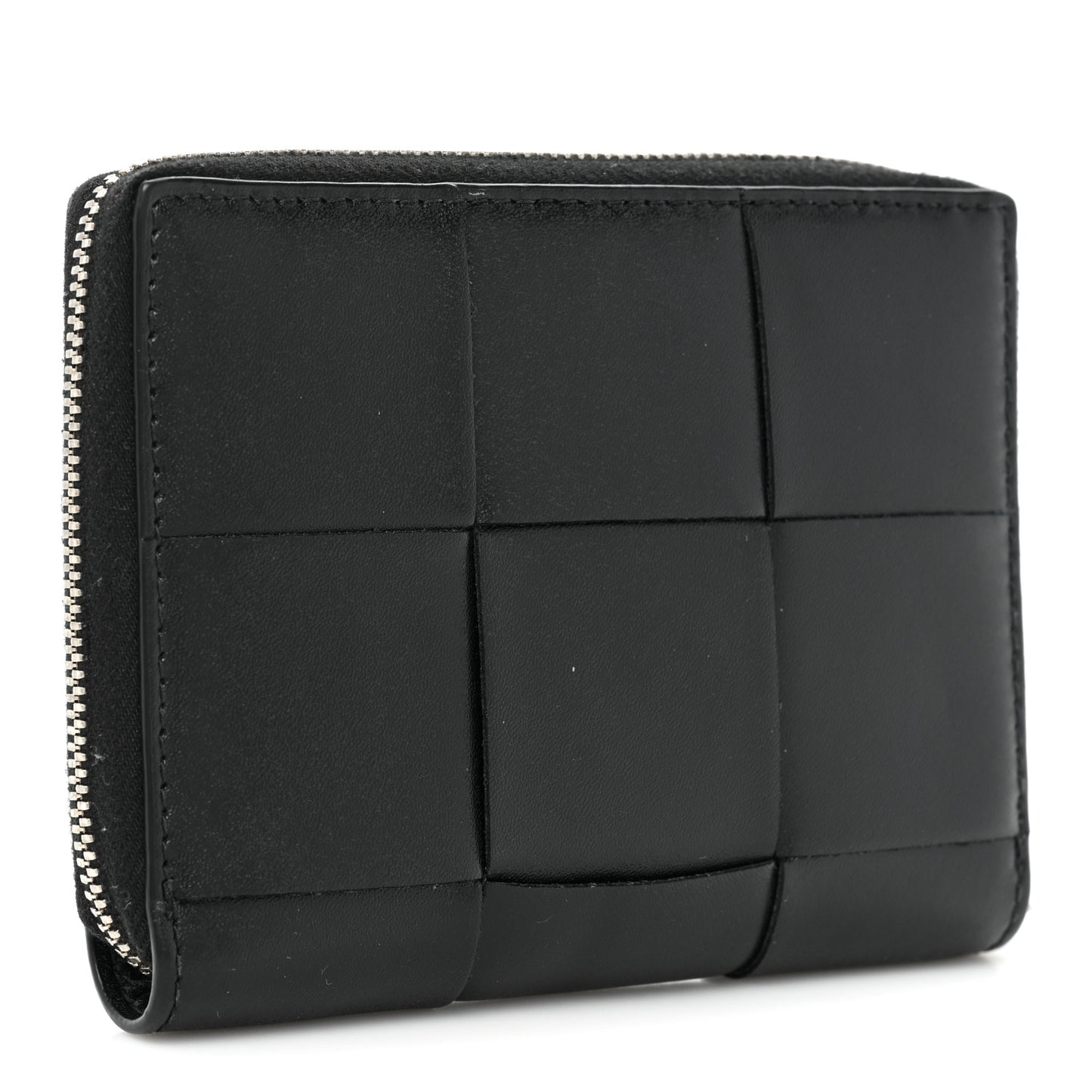 Nappa Maxi Intrecciato Zip Around Wallet Black