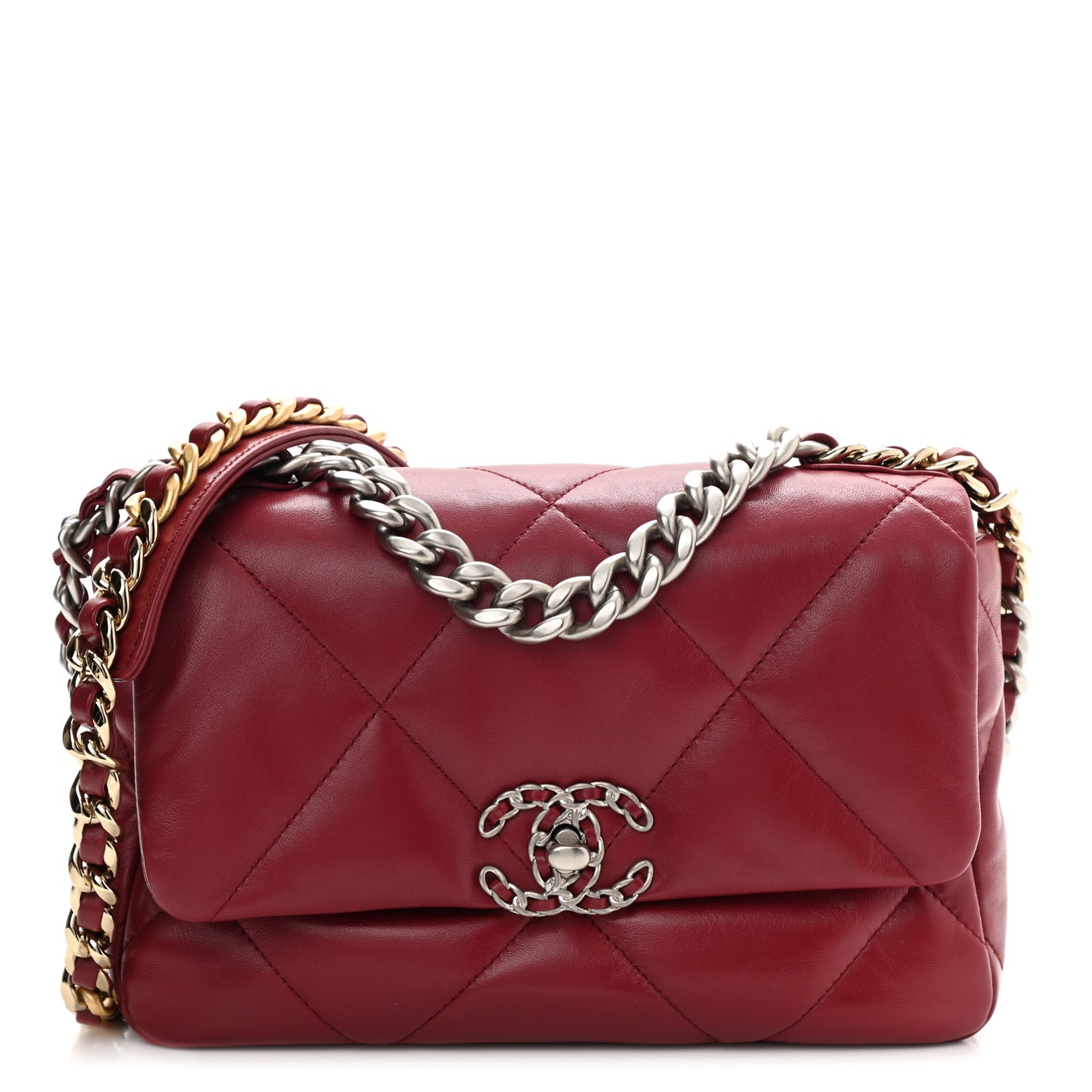 Lambskin Quilted Medium Chanel 19 Flap Dark Red