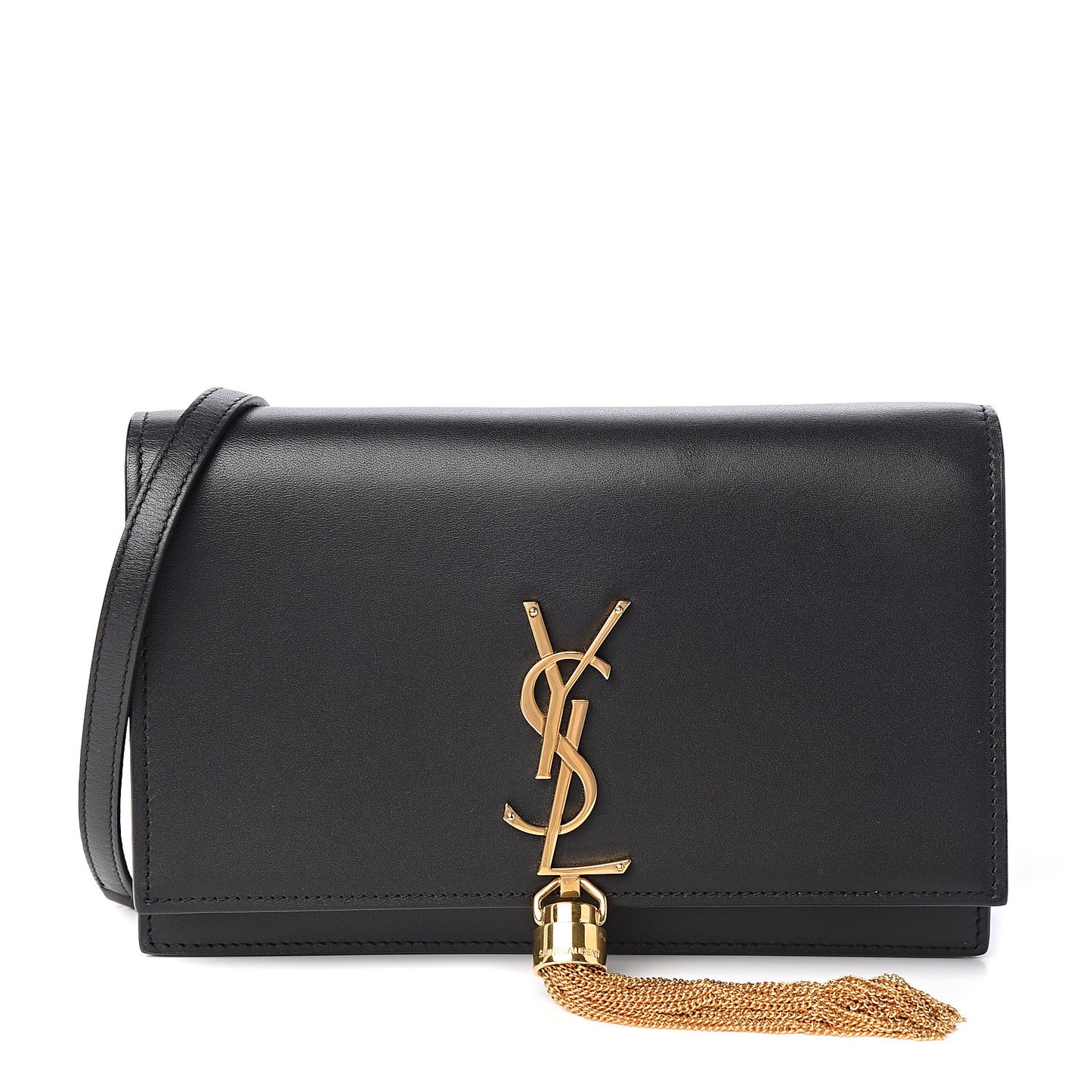 Smooth Calfskin Medium Classic Monogram Kate Tassel Satchel Black