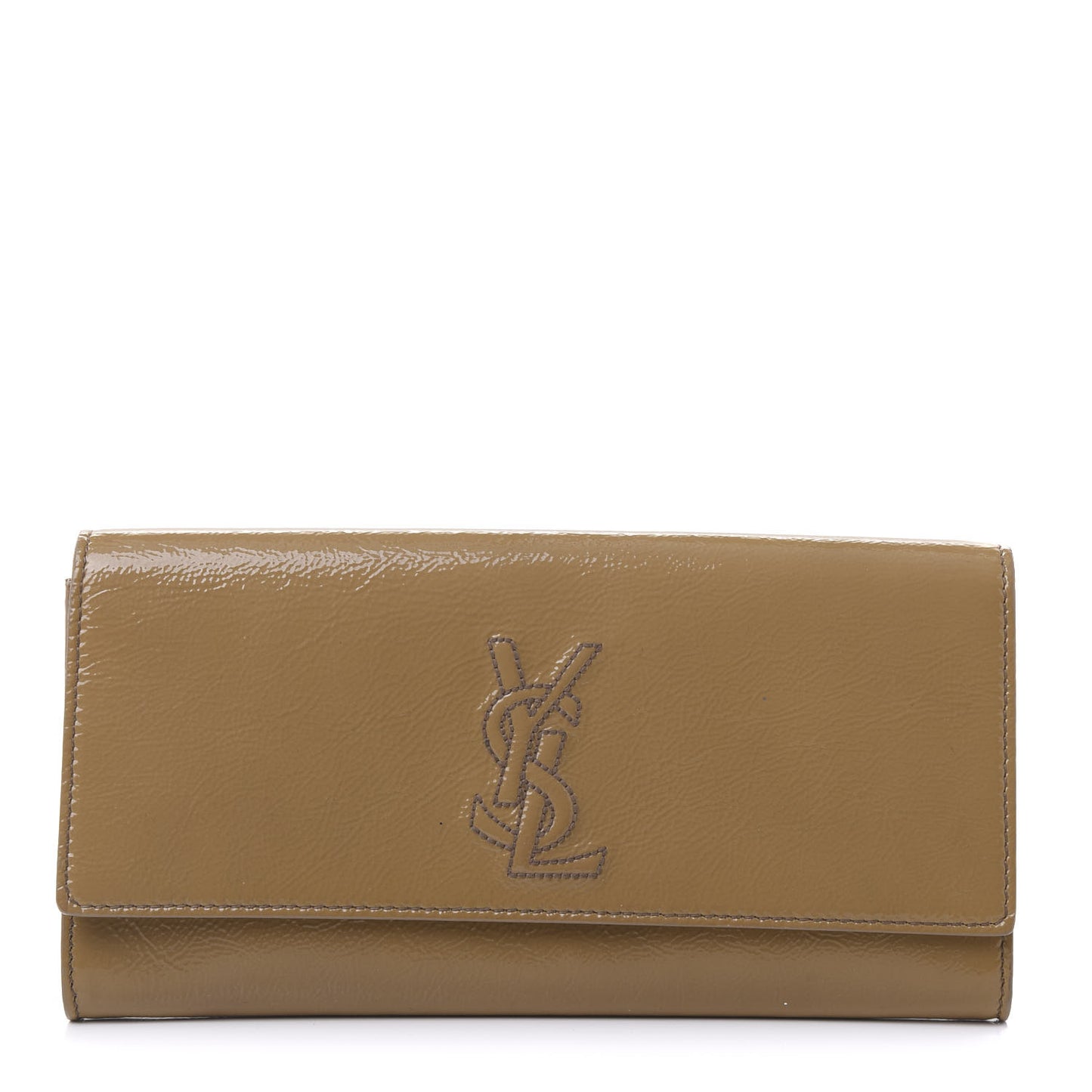 Textured Patent Calfskin Monogram Large Belle De Jour Clutch Beige