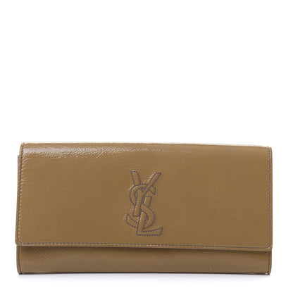 Saint Laurent Textured Patent Calfskin Monogram Large Belle De Jour Clutch Beige 1 of 9