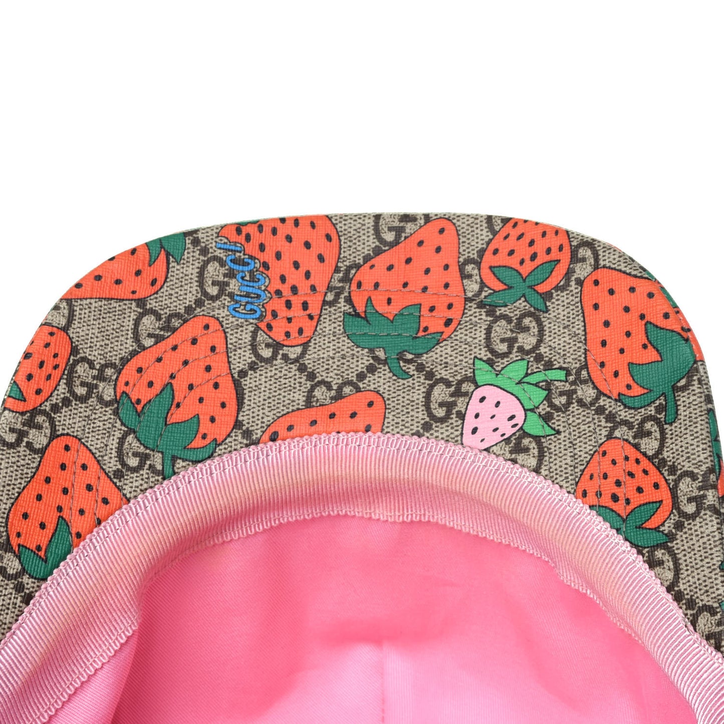 GG Supreme Monogram Strawberry Baseball Hat L Beige