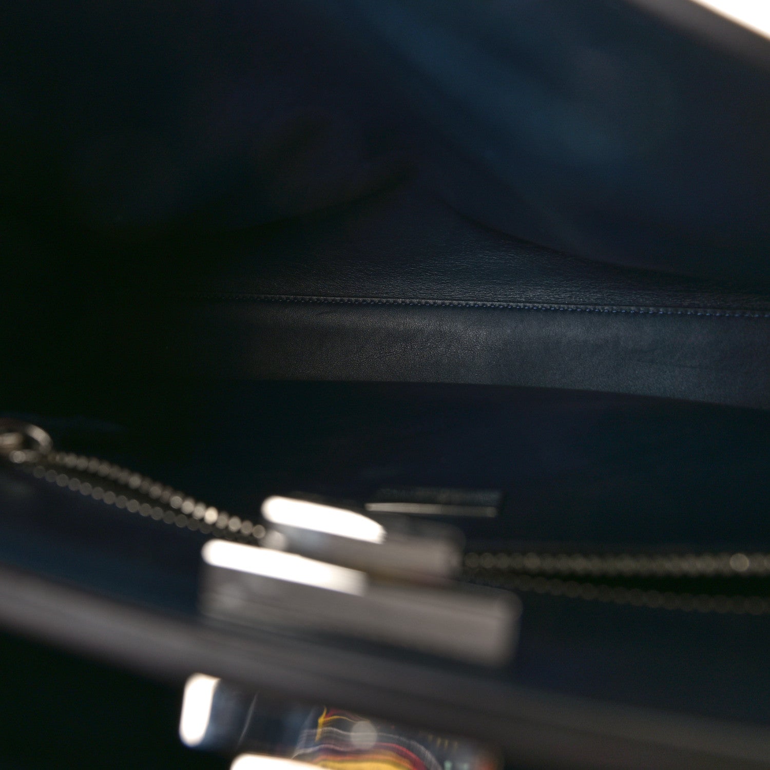 Fendi Vitello Tahiti Burro Large Peekaboo Iconic Essentially Satchel Ardesia Dark Blue 5 of 9