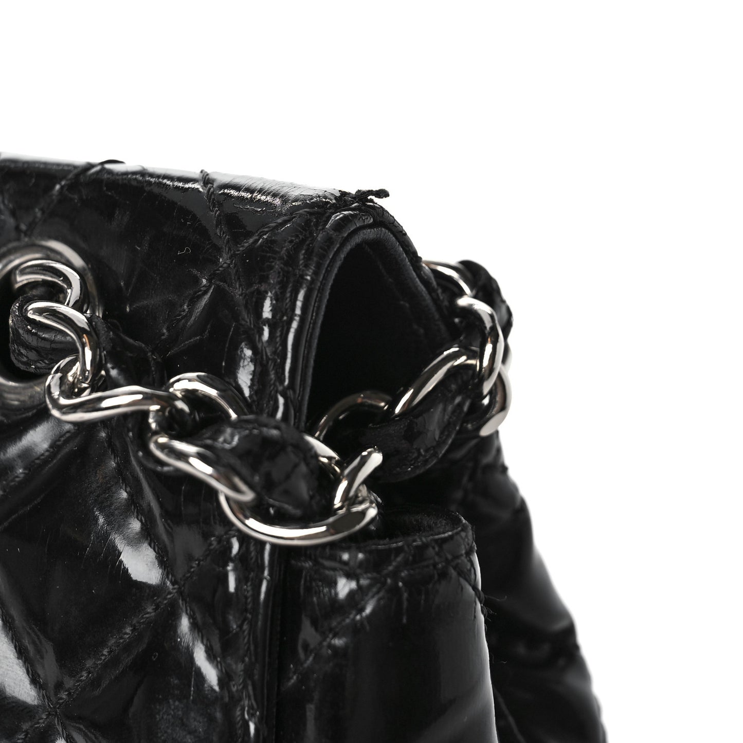 Vinyl Quilted In the Business Flap Bag Black
