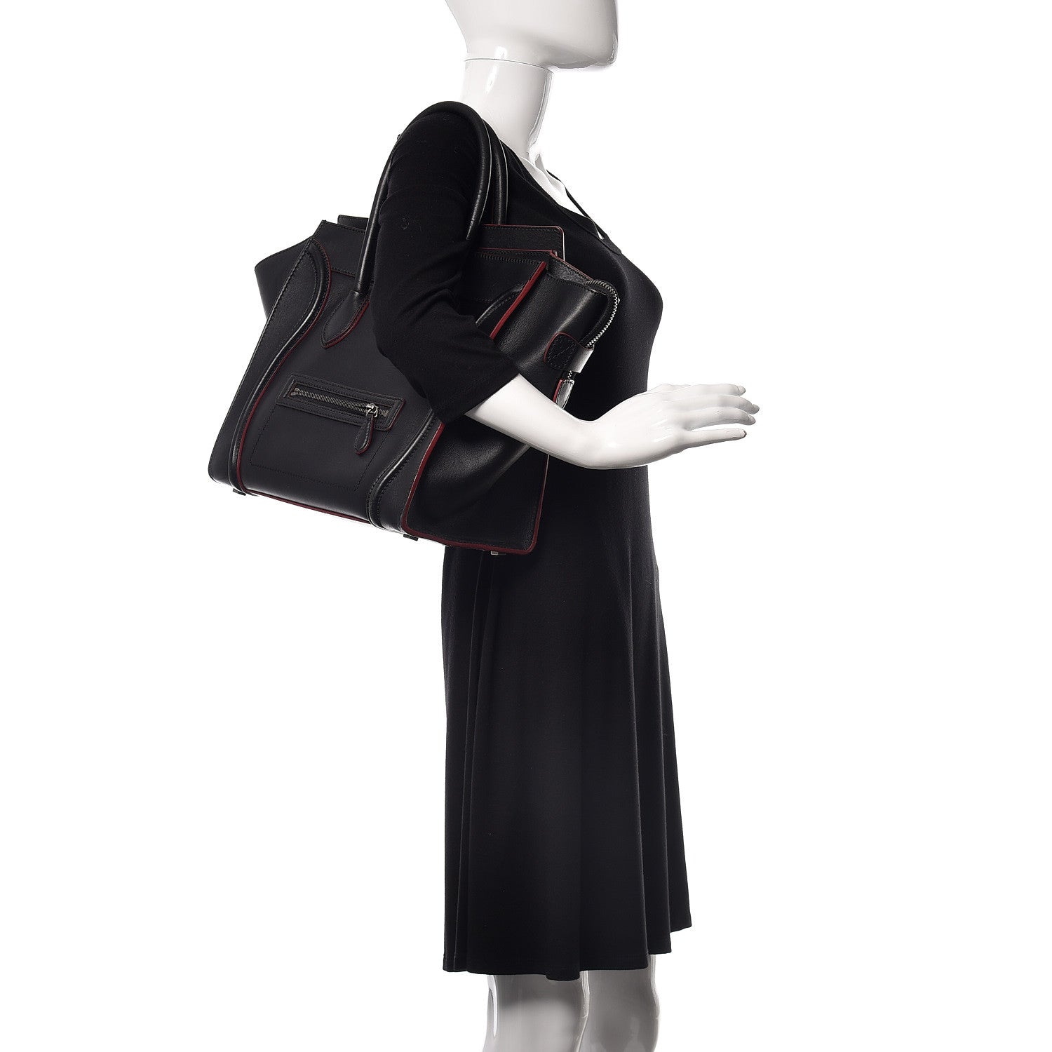 Celine Smooth Calfskin Mini Luggage Black Pink Trim 2 of 19