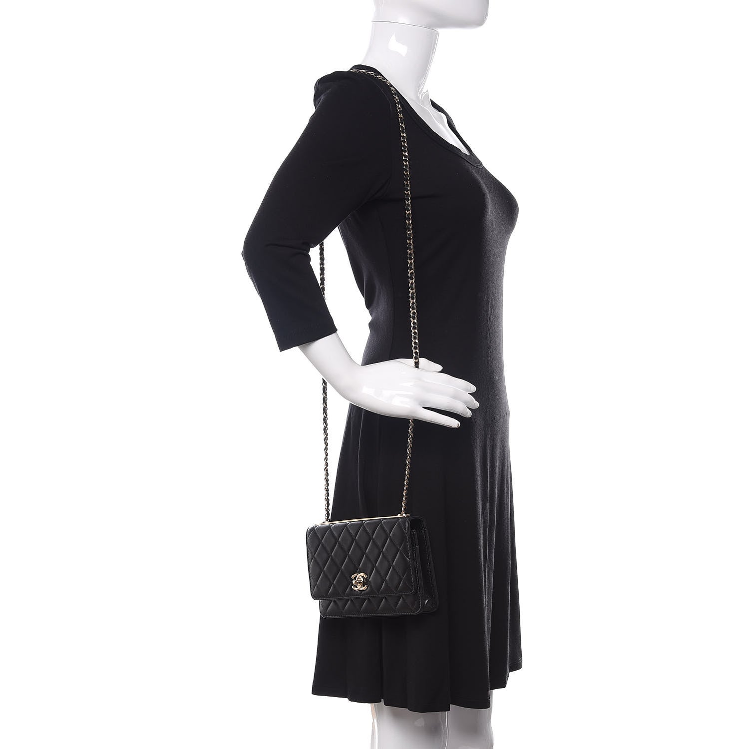 Chanel Lambskin Quilted Trendy CC Wallet On Chain WOC Black 2 of 15