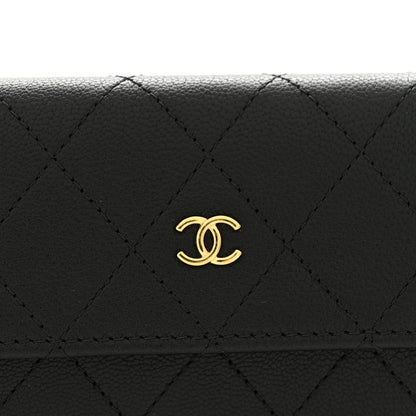 Chanel Goatskin Quilted Flap Card Holder Wallet Black 8 of 9