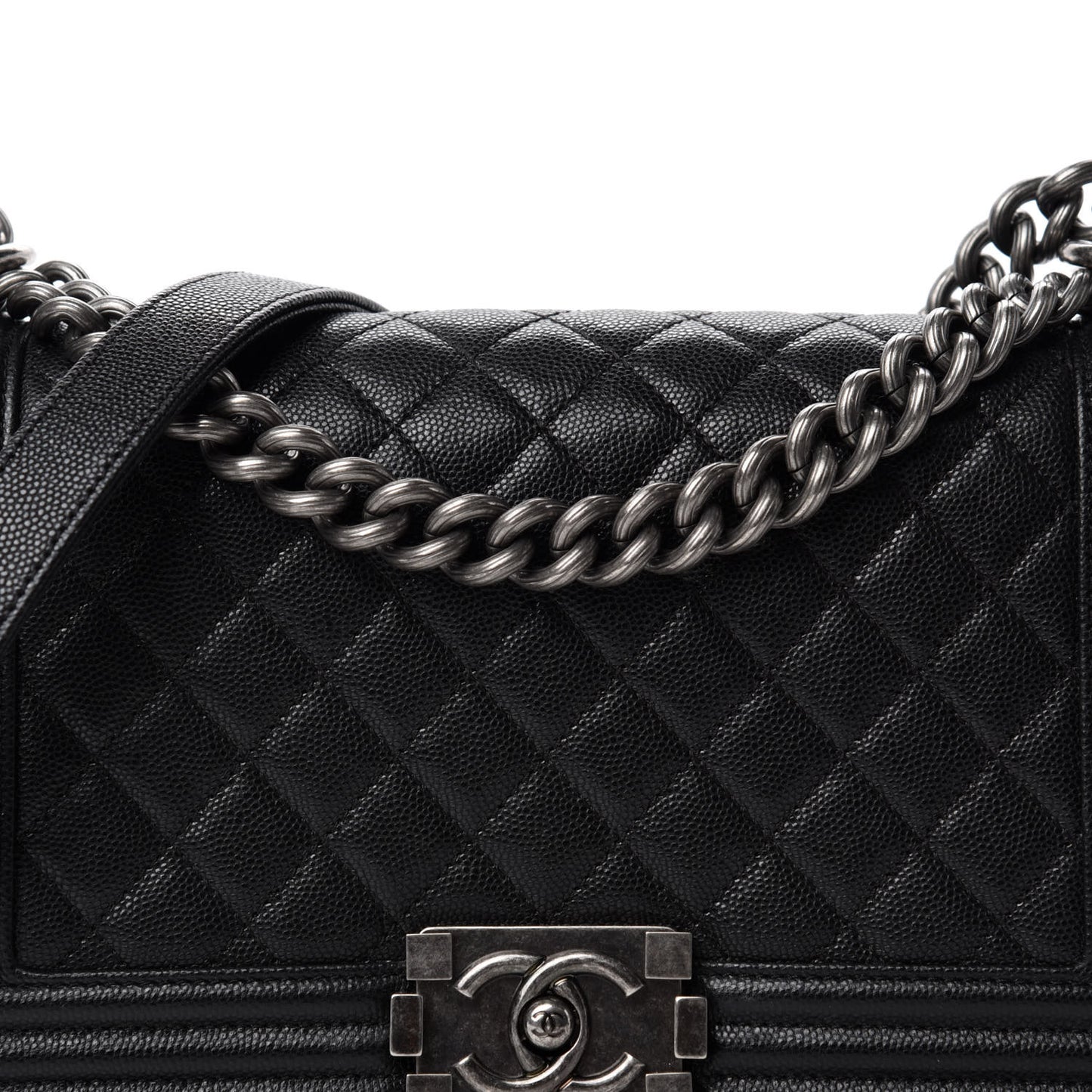 Caviar Quilted Medium Boy Flap Black