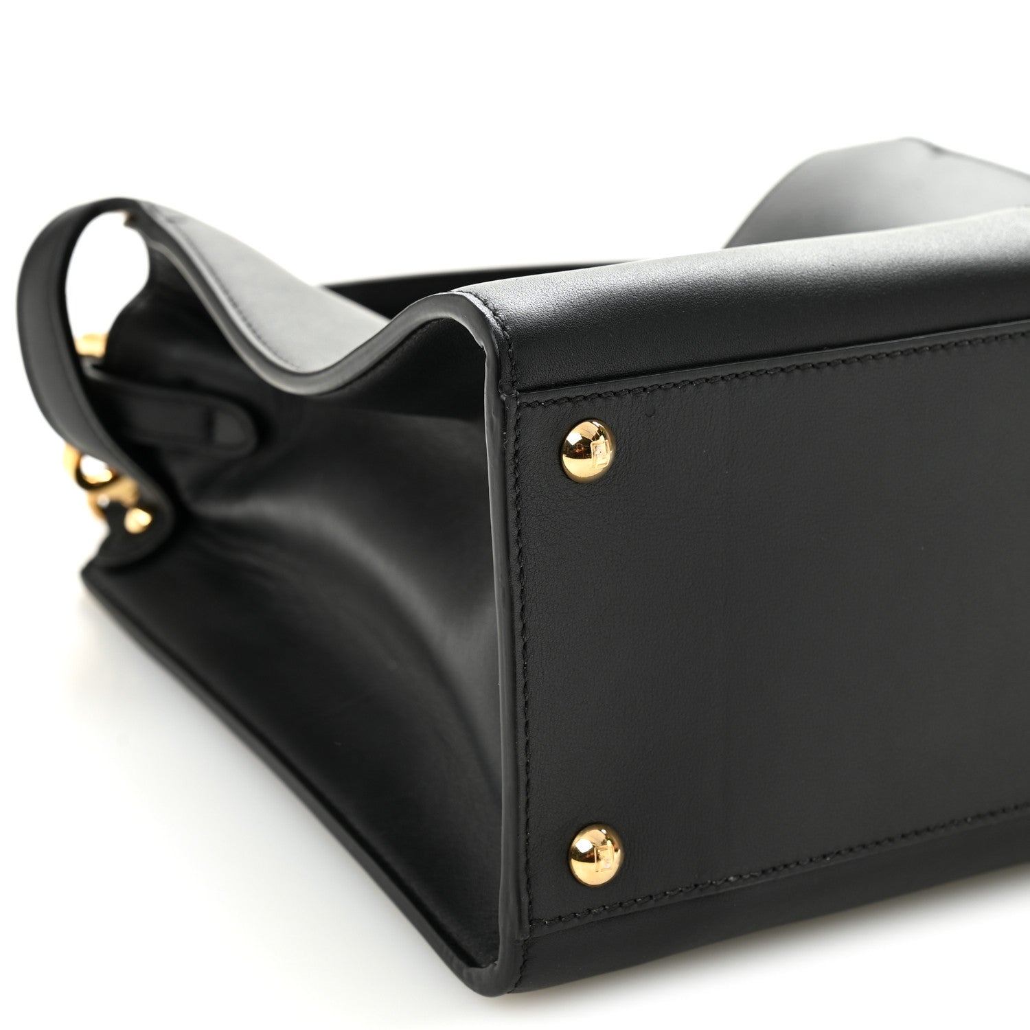 Fendi Vitello Seta Glazed Fabric FF 1974 Medium Peekaboo X-Lite Black Mogano Panna 8 of 10