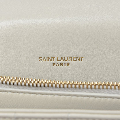 Saint Laurent Lambskin Matelasse Monogram Vicky Chain Wallet Off White 8 of 11