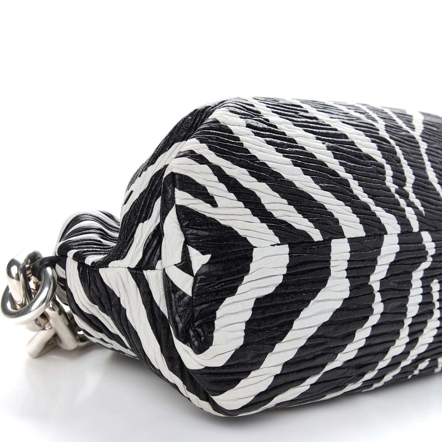 Bottega Veneta Nappa Zebra Print The Pouch Chain White Black 8 of 9