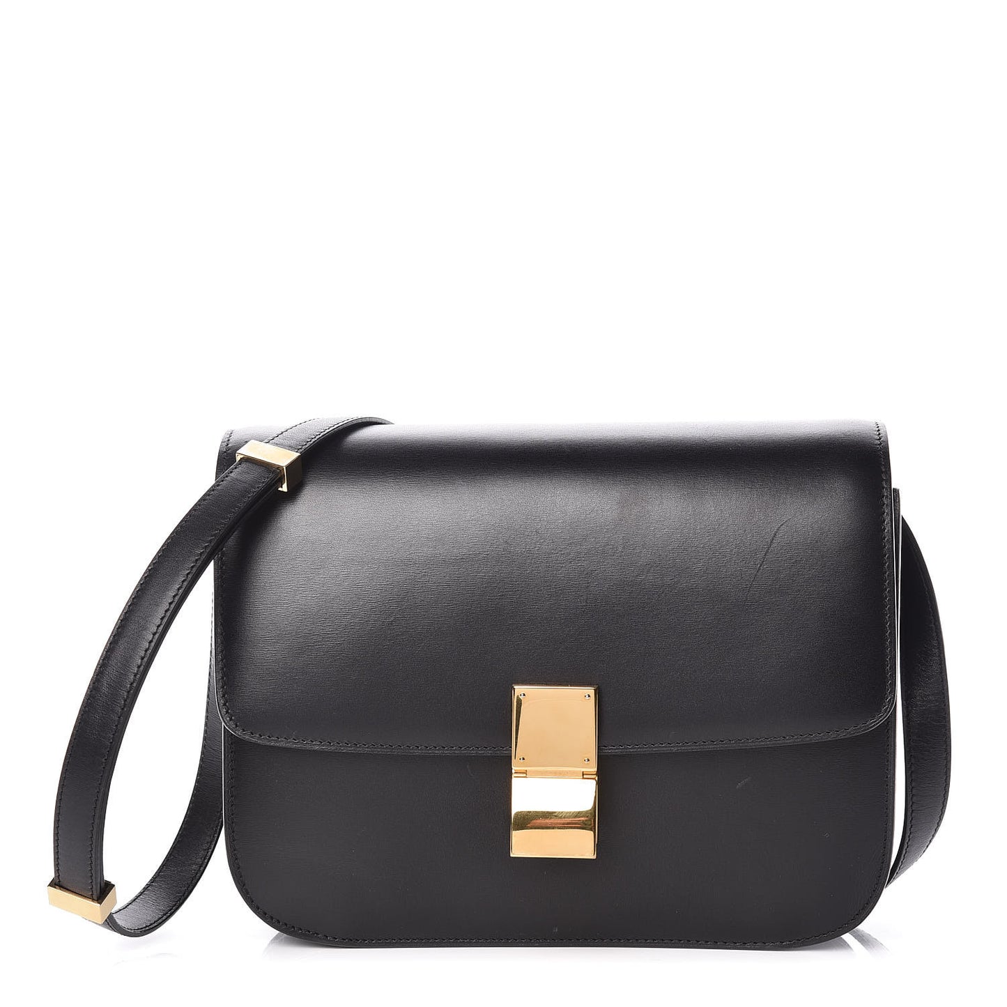 Box Calfskin Medium Classic Box Flap Bag Black