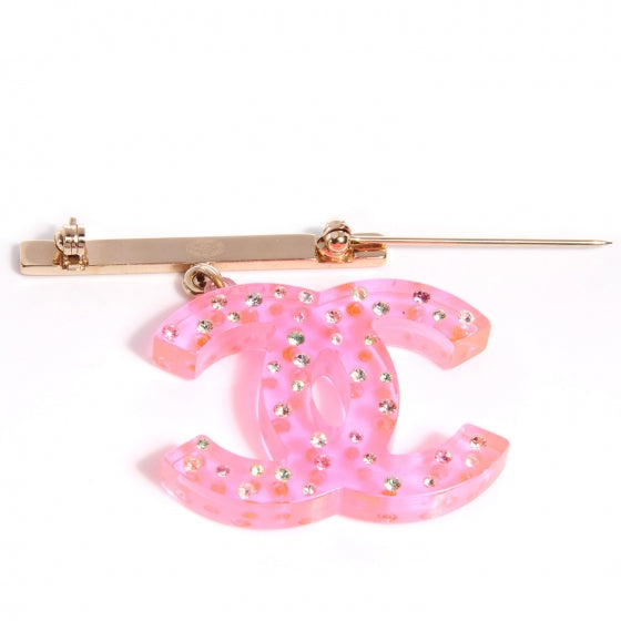 Resin Crystal CC Brooch Pink