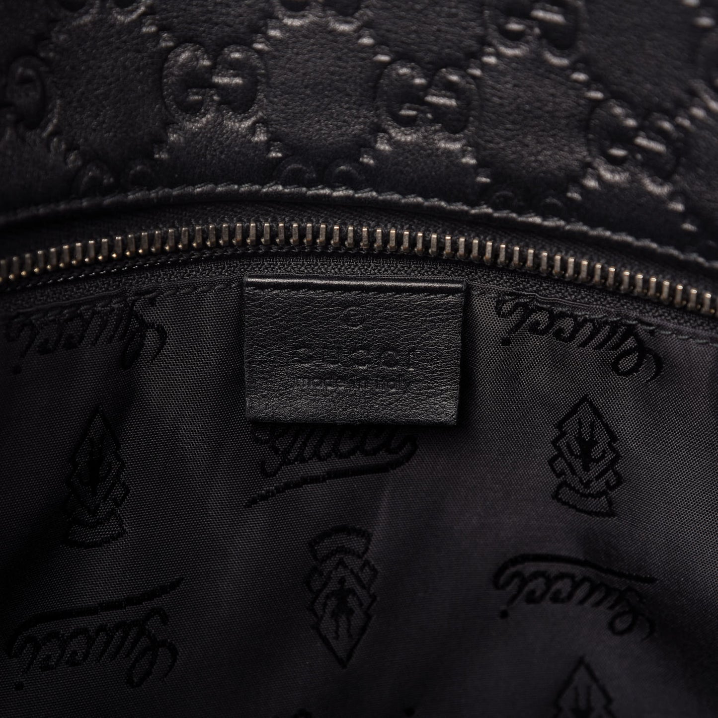 Guccissima Medium Zippered Shopping Tote Black
