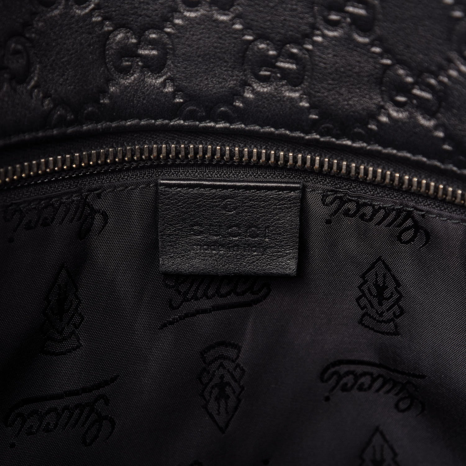 Gucci Guccissima Medium Zippered Shopping Tote Black 8 of 9