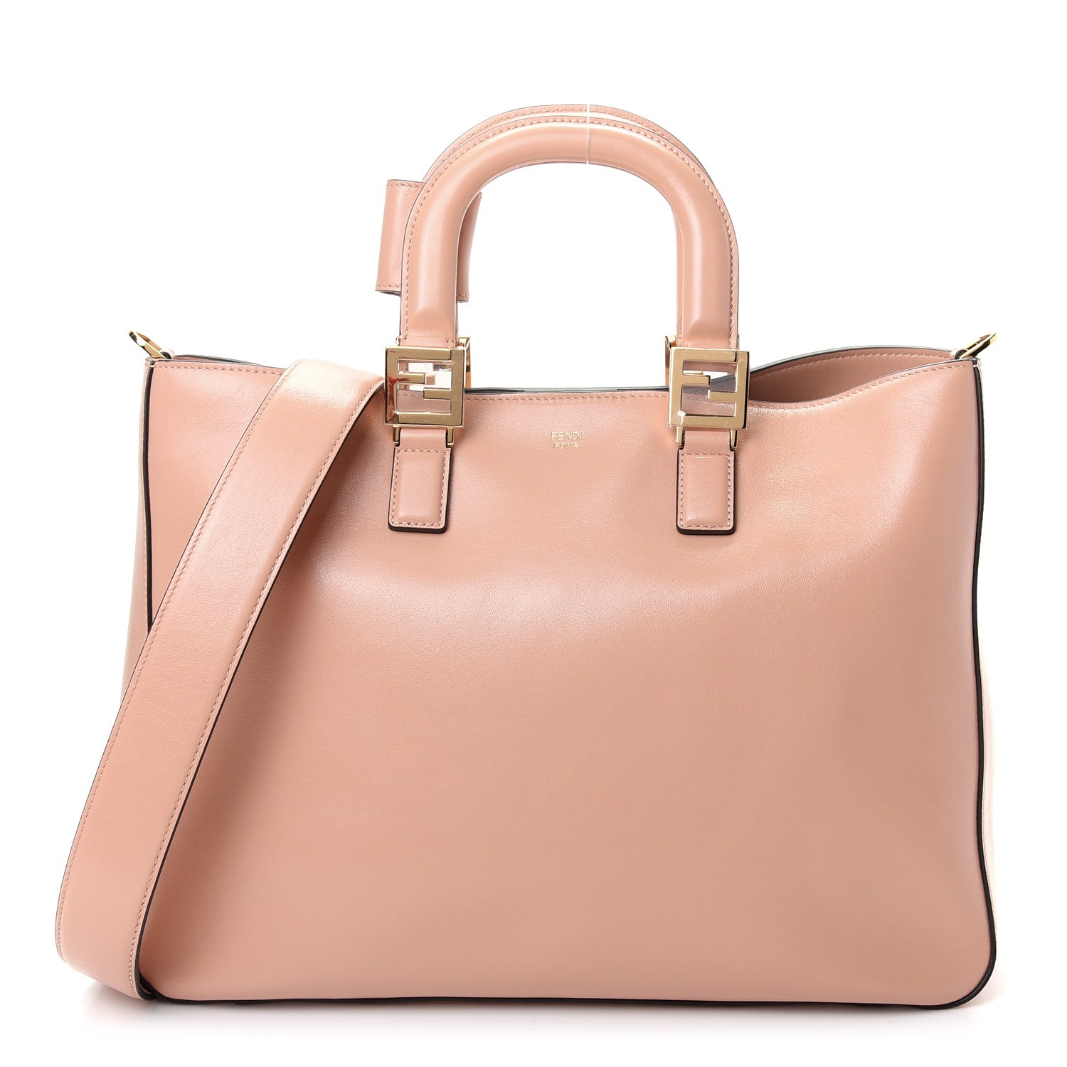 Fendi Vitello Glacier Medium FF Tote Rosa Bourbon 1 of 9