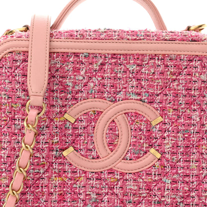 Chanel Tweed Quilted Medium CC Filigree Vanity Case Pink 8 of 10