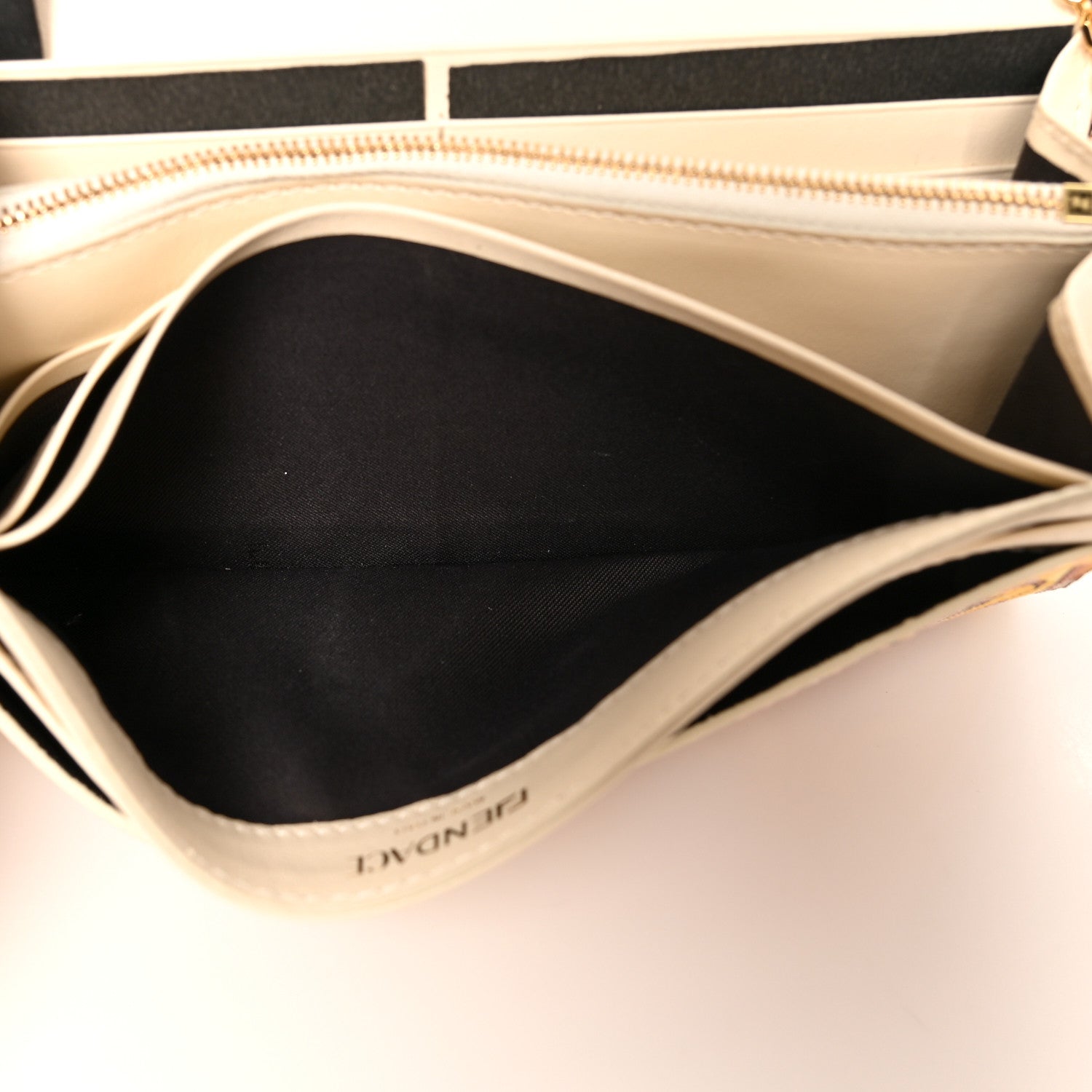 Fendi X VERSACE Glazed Fabric Fendace FF Baroque Continental Wallet On Chain Gold White Rosa 5 of 13