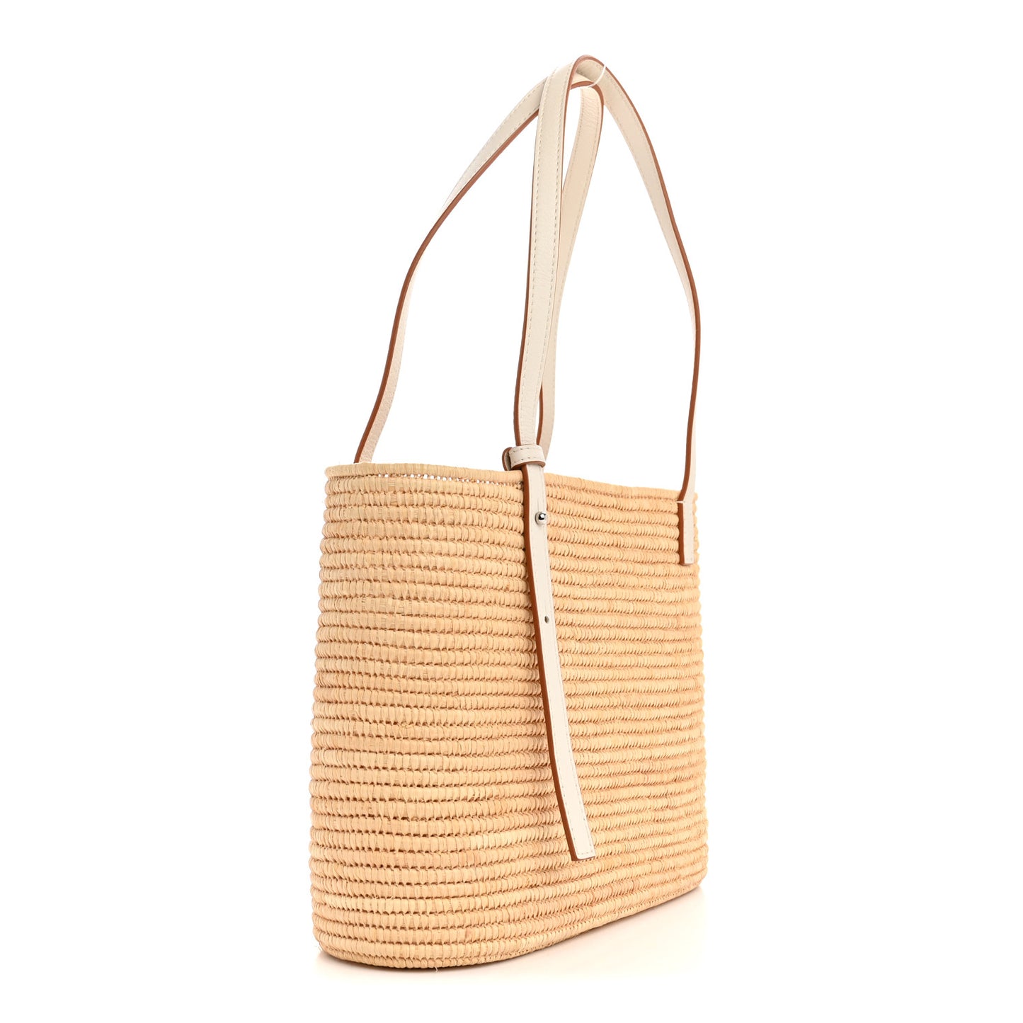 Raffia Square Small Basket Tote Bag Natural White