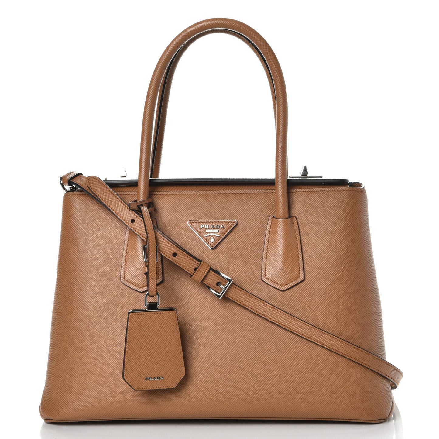 Saffiano Cuir Twin Tote Caramel