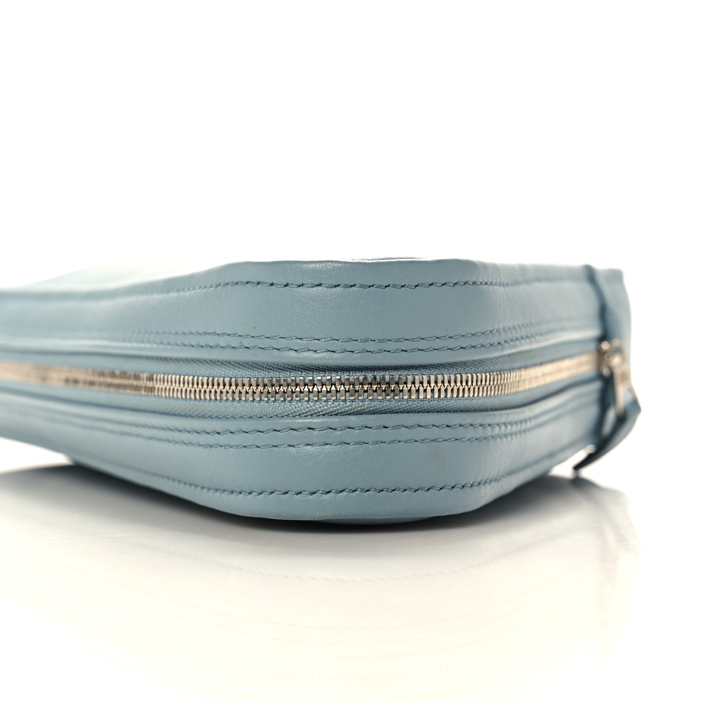 Shiny Day Calfskin Logo M Triangle Pouch Grey Blue White