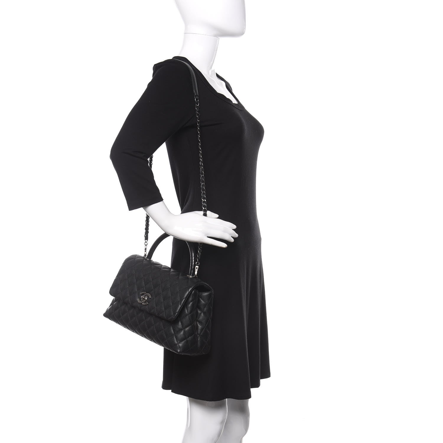 Chanel Caviar Lizard Quilted Small Coco Handle Flap Black 3 of 17