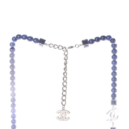 Chanel Pearl Bead Enamel CC Long Necklace Pearly White Blue 5 of 7
