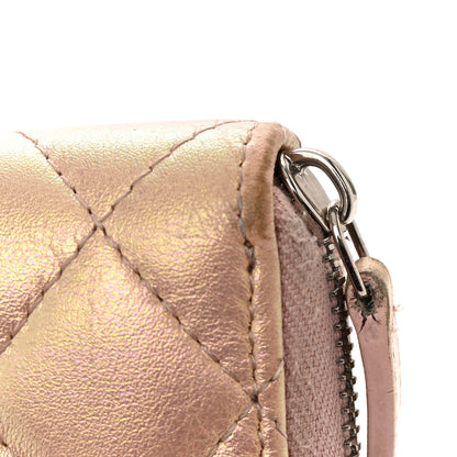 Chanel Iridescent Lambskin Quilted Large Gusset Zip Around Wallet Pink 15 of 15