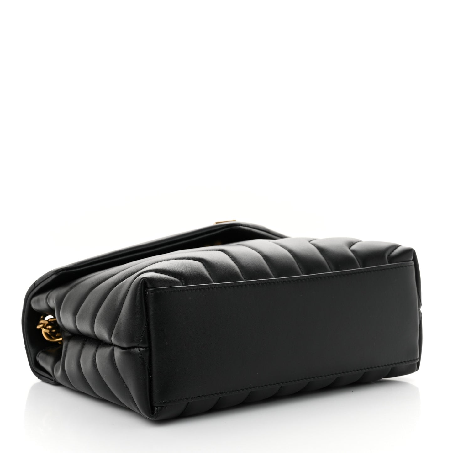 Calfskin Y Quilted Monogram Small Loulou Chain Satchel Black