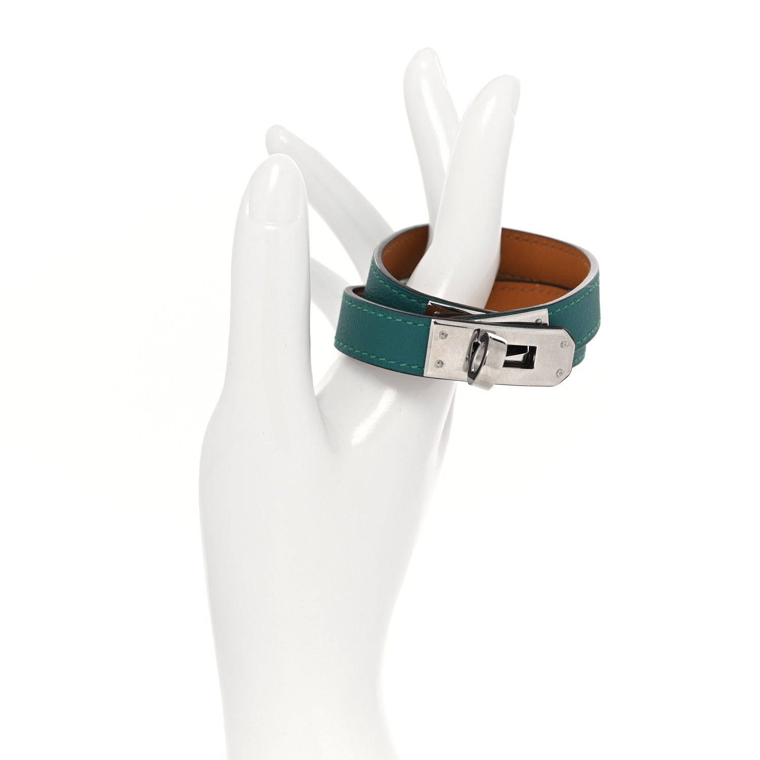 Hermes Chevre Mysore Kelly Double Tour Bracelet M Malachite 2 of 6
