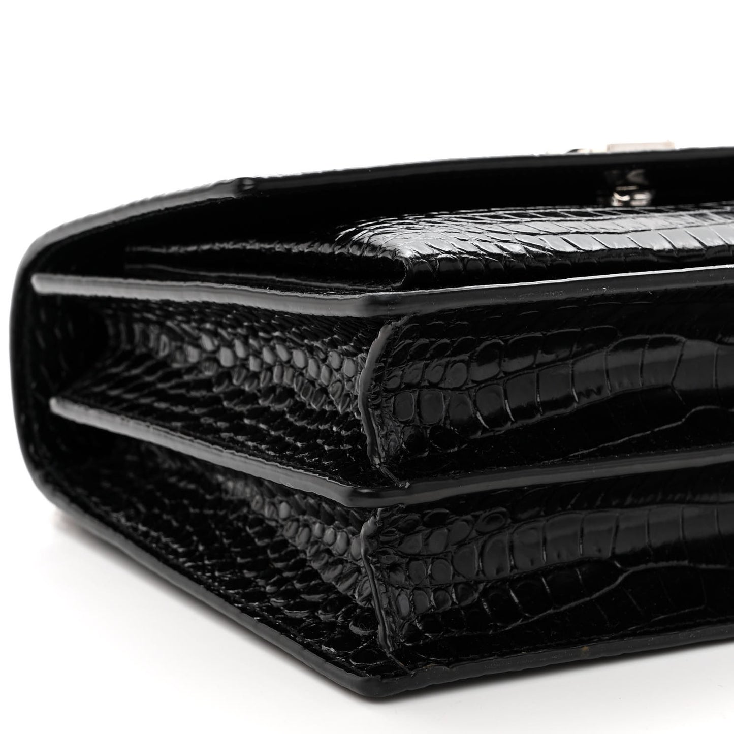Calfskin Crocodile Embossed Medium Monogram Sunset Black