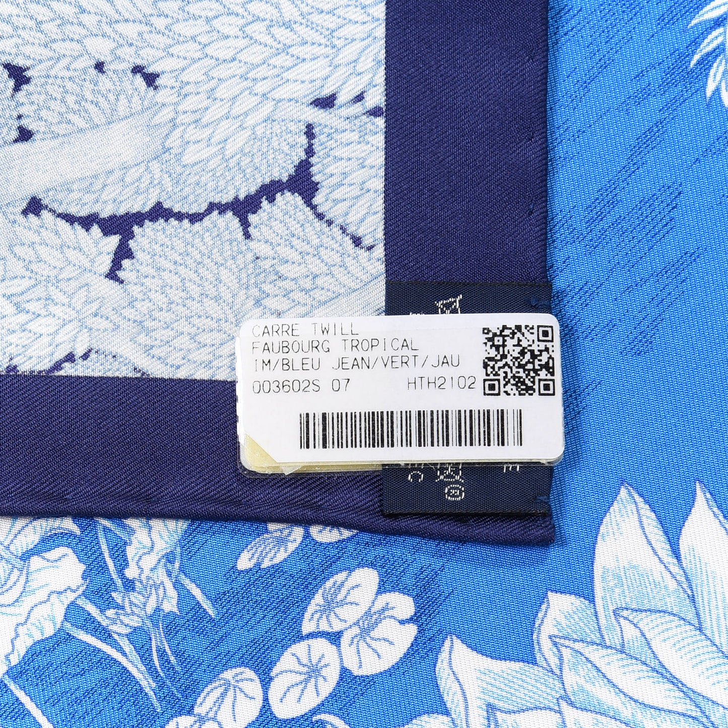 Silk Faubourg Tropical Scarf 90 Bleu Jean Vert Jaune Sofre