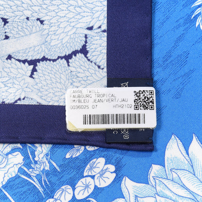 Hermes Silk Faubourg Tropical Scarf 90 Bleu Jean Vert Jaune Sofre 3 of 4