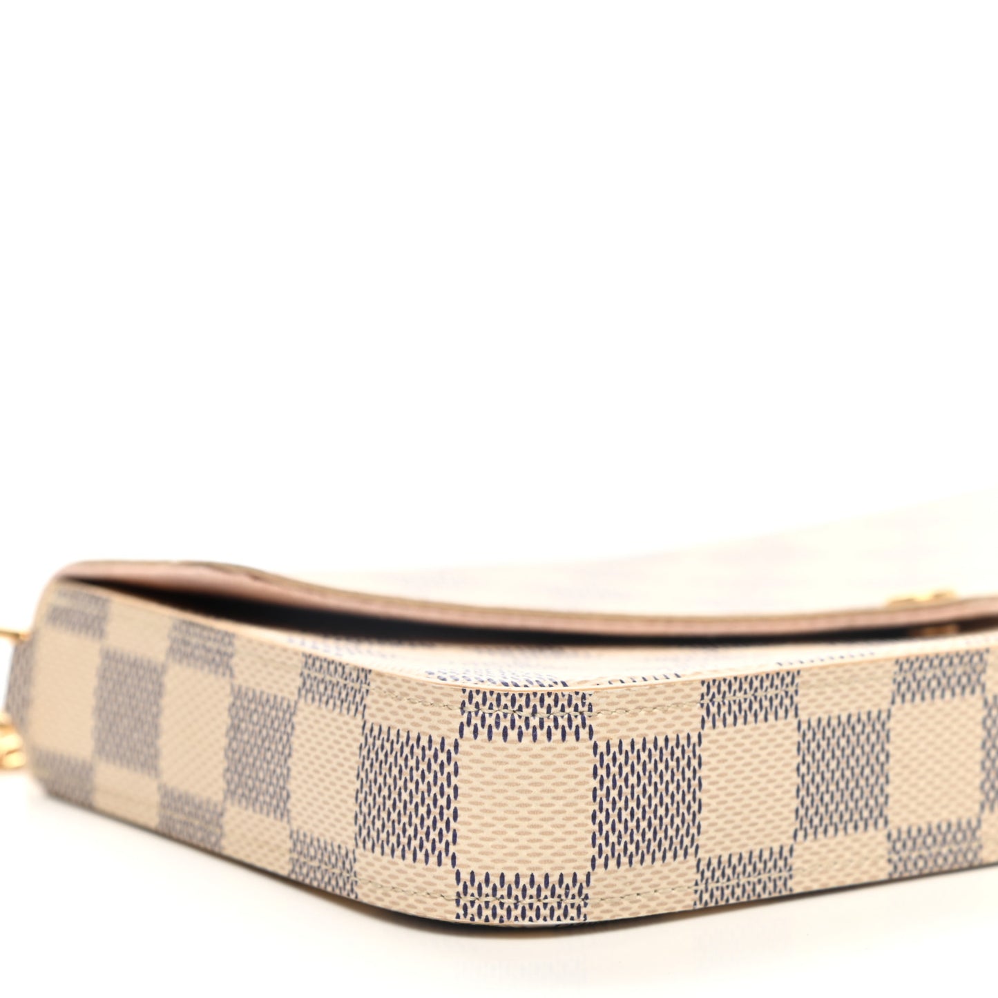 Damier Azur Pochette Felicie Chain Wallet Rose Ballerine