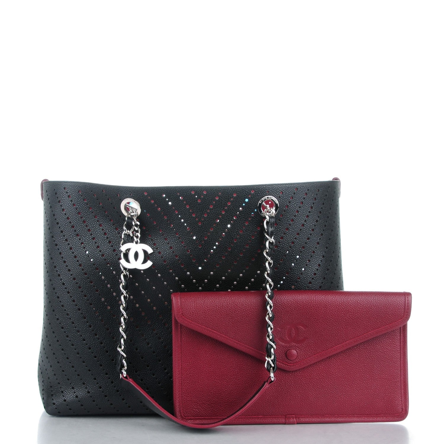 Chanel Perforated Grained Calfskin Large Shopping Tote Black 3 of 8