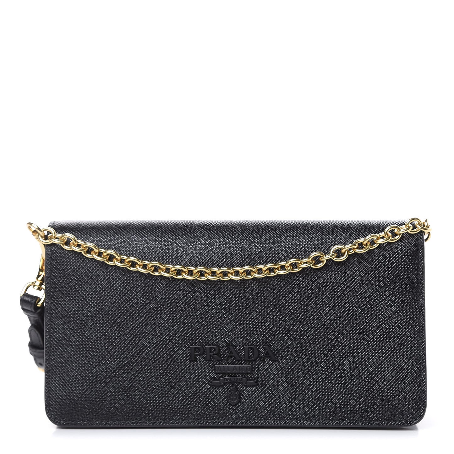 Saffiano Metal Phone Wristlet Crossbody Wallet Black