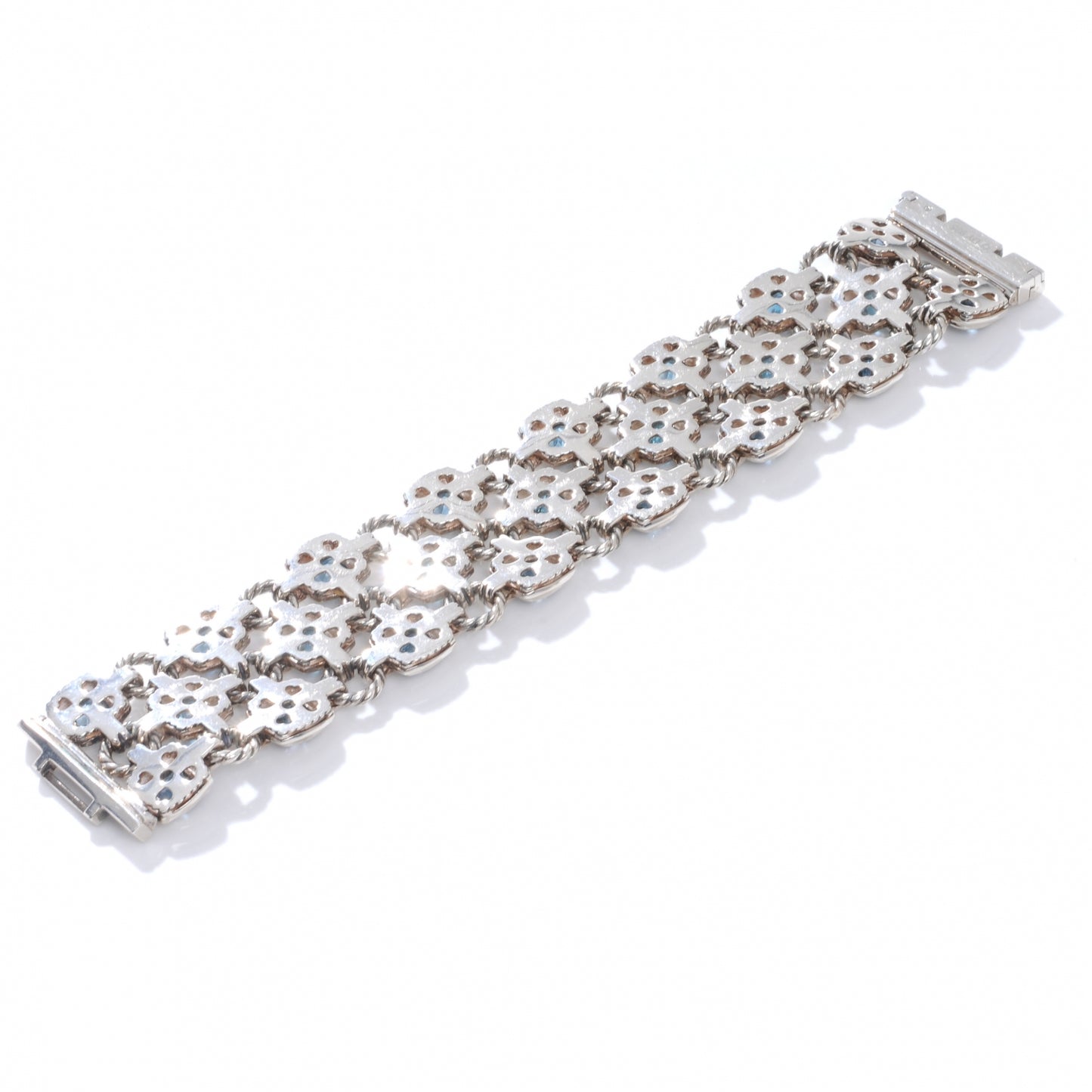 Sterling Silver Blue Topaz Renaissance 3 Row Bracelet