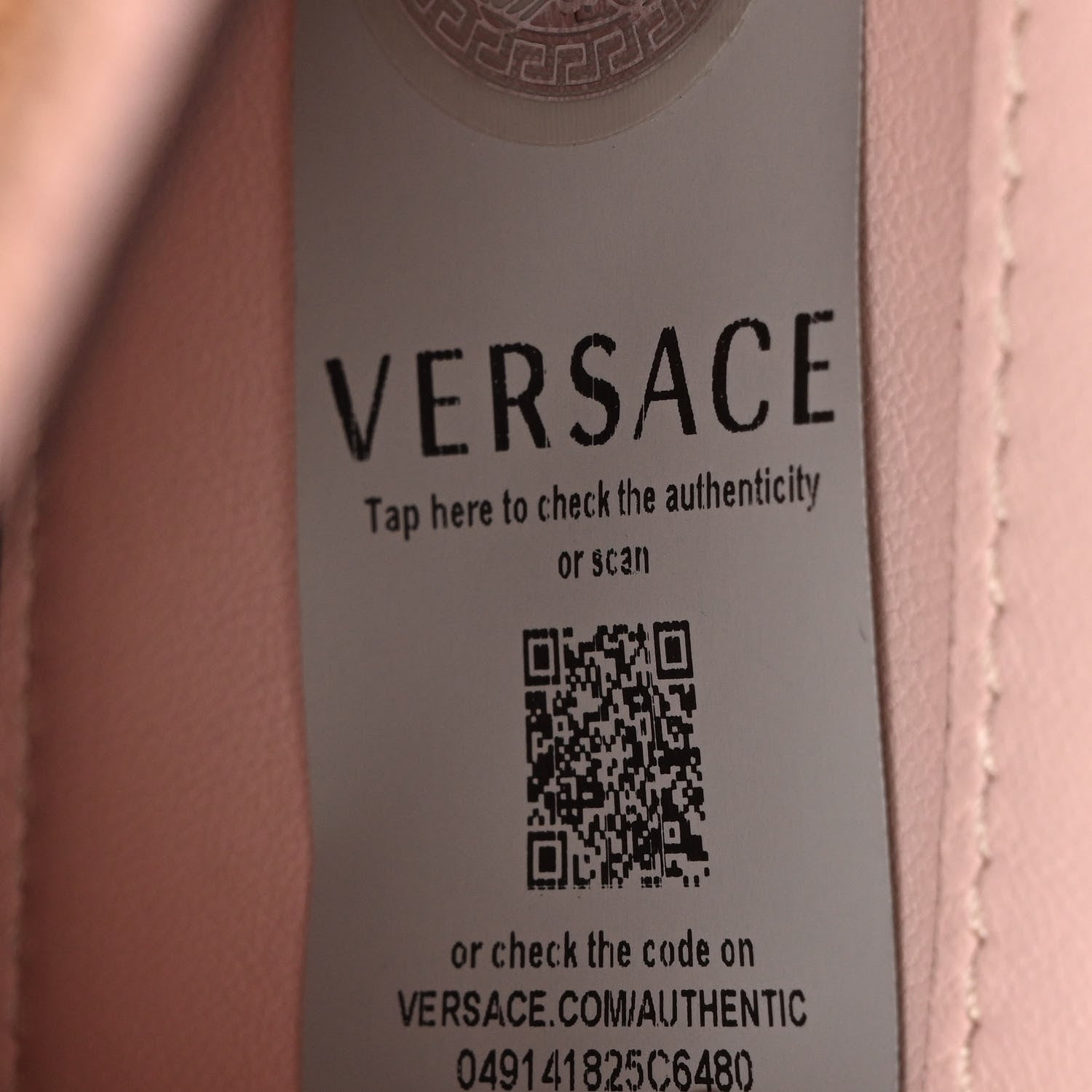 Versace Vitello Barocco Virtus Top Handle Shoulder Bag Pink 7 of 10