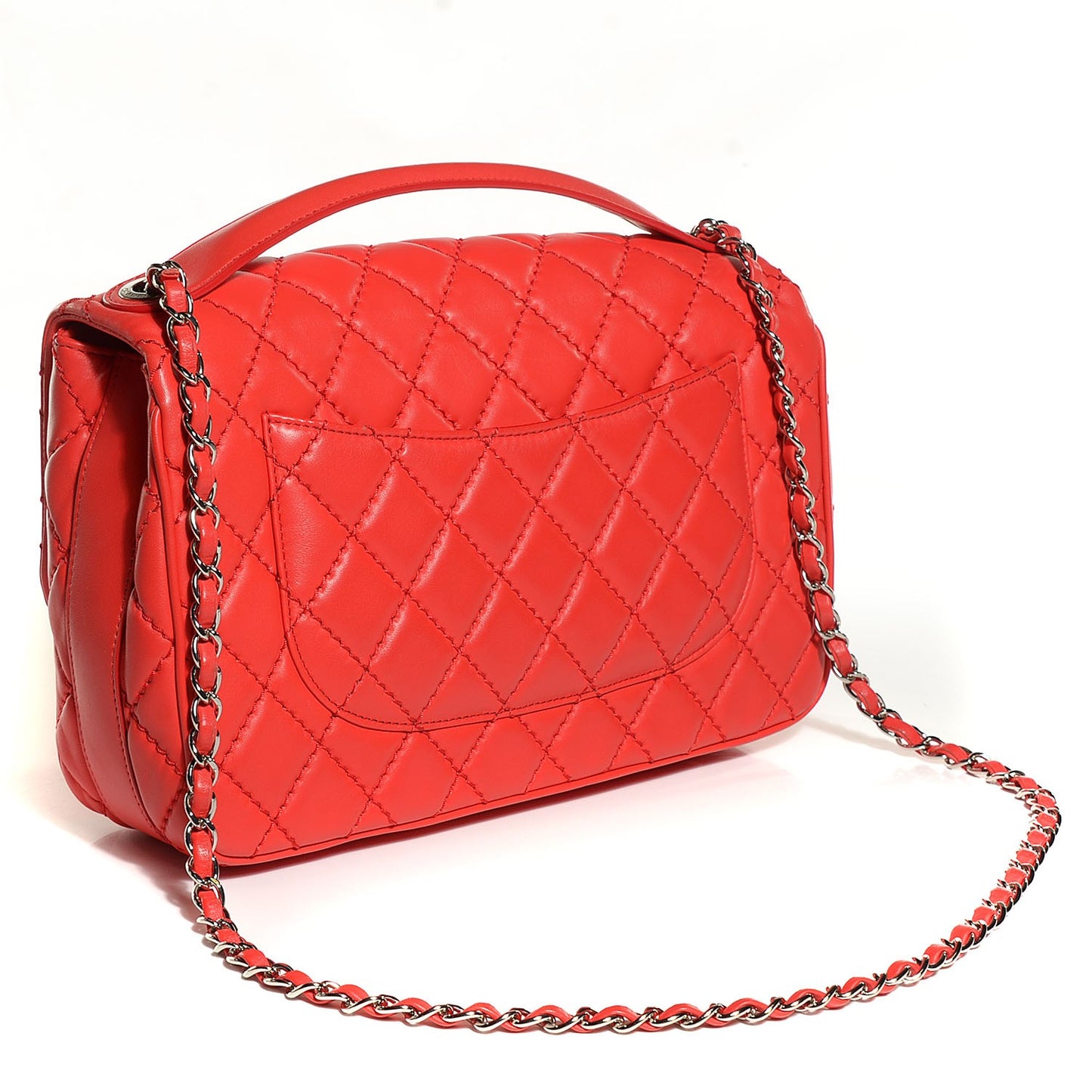 Lambskin Quilted Easy Carry Jumbo Flap Red