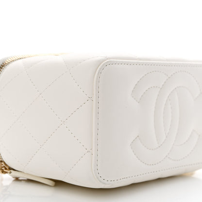 Chanel Lambskin Quilted Pearl Crush Small Vanity Case With Chain White 11 of 12