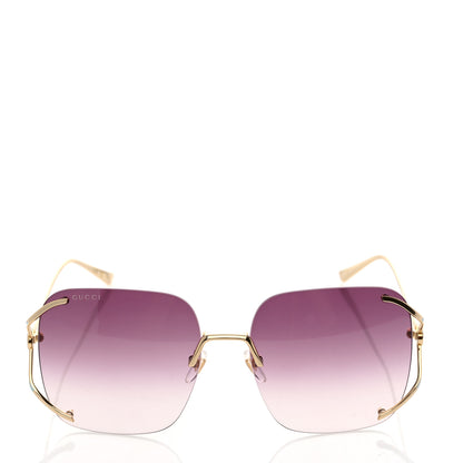 Gucci Metal Oversized Sunglasses GG0646S Gold Blue 2 of 8