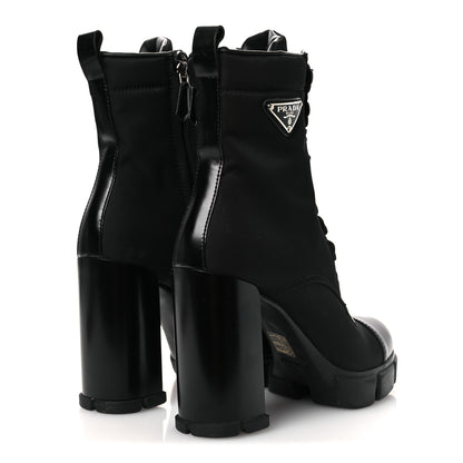 Prada Vitello Montana Re-Nylon Metal Triangle Logo 110mm Ankle Boots 39 Black 5 of 13