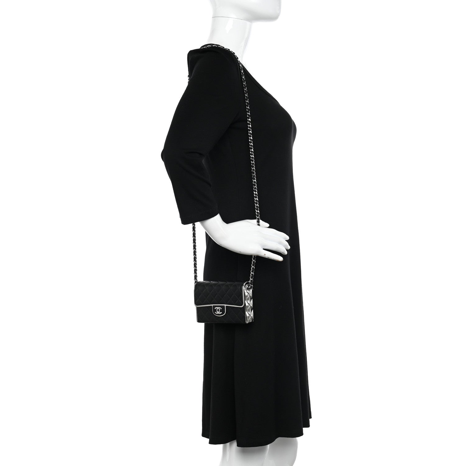 Chanel Lambskin Metal Quilted Small Evening Bag With Chain Black 2 of 11