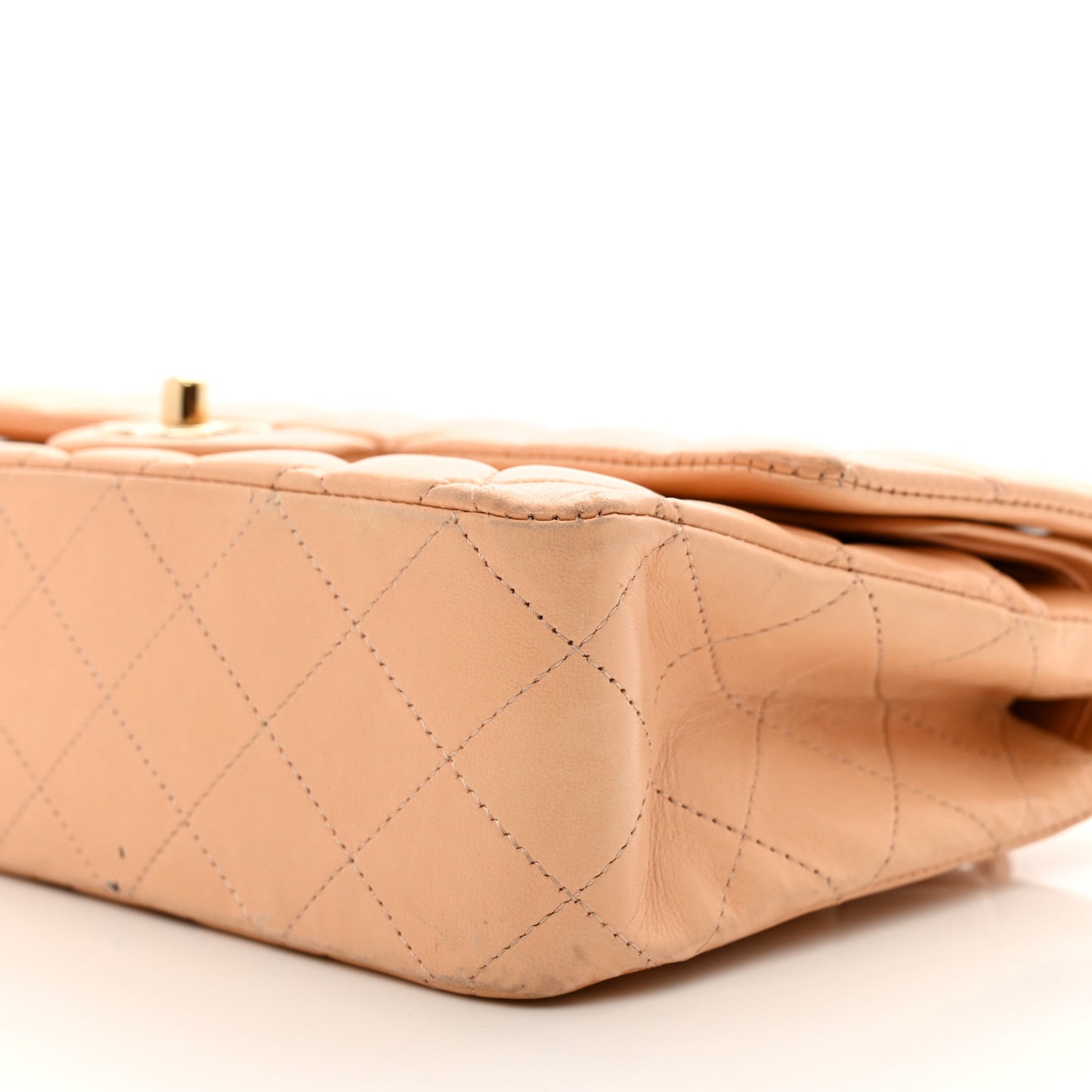 Lambskin Quilted Medium Double Flap Light Orange