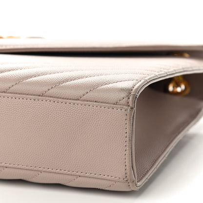 Saint Laurent Grain De Poudre Matelasse Chevron Large Monogram Satchel Rose Antic 9 of 10