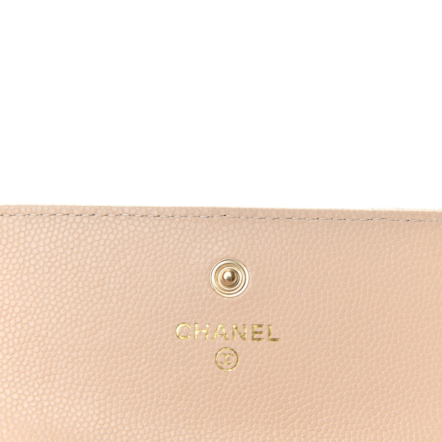 Caviar Pearl Quilted Coco Candy Flap Card Holder Beige