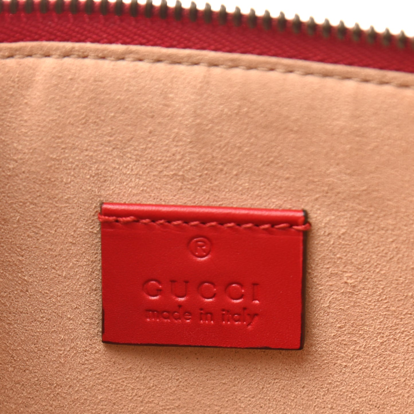 Calfskin GucciGhost Print Pouch Hibiscus Red
