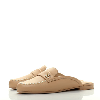 Chanel Lambskin Pearl CC Mules 40 Beige 3 of 11